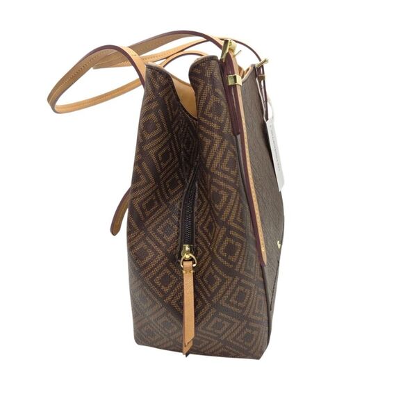 Liz Claiborne Stella 4 Poster Two Tone Shoulder Bag Faux Leather Gold Hardware - Picture 5 of 16